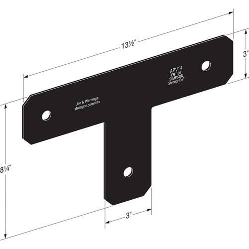 Outdoor Accents Avant Collection ZMAX, Black Powder-Coated T Strap for 4x4 Lumber