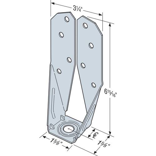 DTT ZMAX Deck Tension Tie for 2x Nominal Lumber with Screws (2-Pack), 1-1/2 in. SDS, , Galvanized