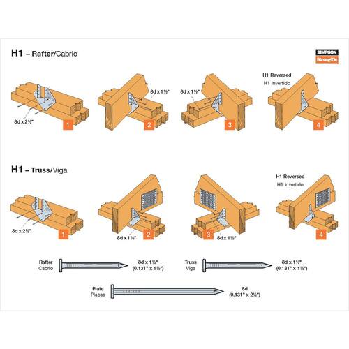 H1 Hurricane Tie, , 18-Gauge, Galvanized