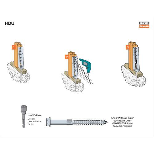 HDU Predeflected Holdown with Strong-Drive SDS Screws, 8-11/16 in. Galvanized, , Galvanized