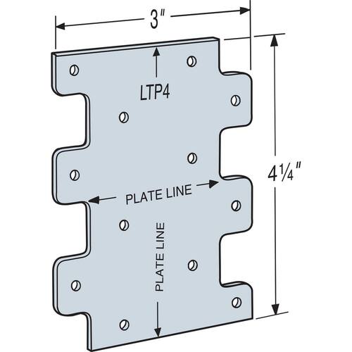 LTP Lateral Tie Plate, 3 in. x 4-1/4 in. Galvanized, , Galvanized