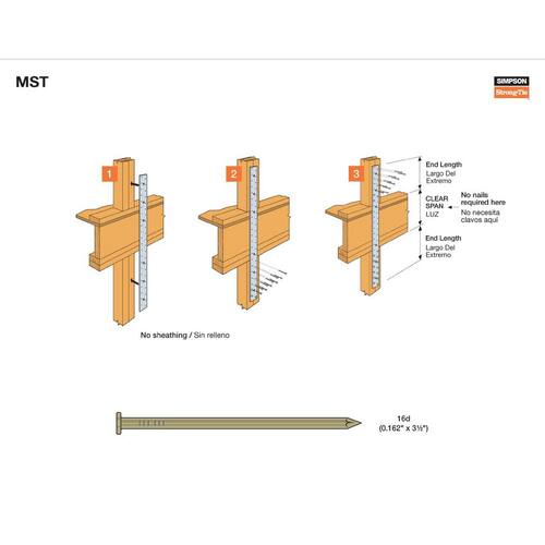 MST Medium Strap Tie, 27 in. 12-Gauge, 12-Gauge, Galvanized