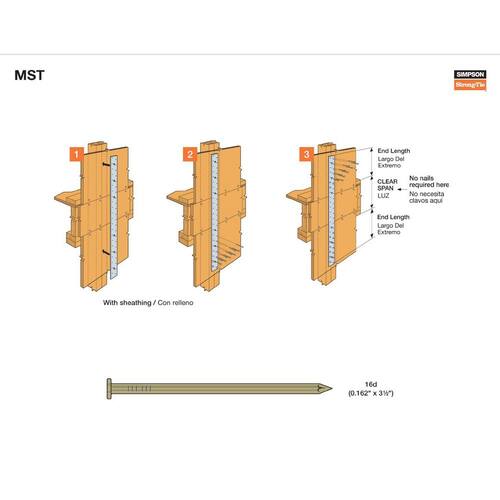 MST Medium Strap Tie, 27 in. 12-Gauge, 12-Gauge, Galvanized