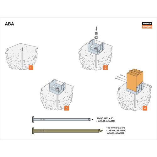 Post Brackets Adjustable Standoff 6x6 ZMAX Galvanized ABA