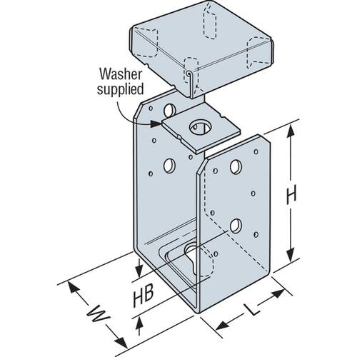 Adjustable Standoff Post Base for 4x4 Nominal Lumber, ZMAX Galvanized ABU