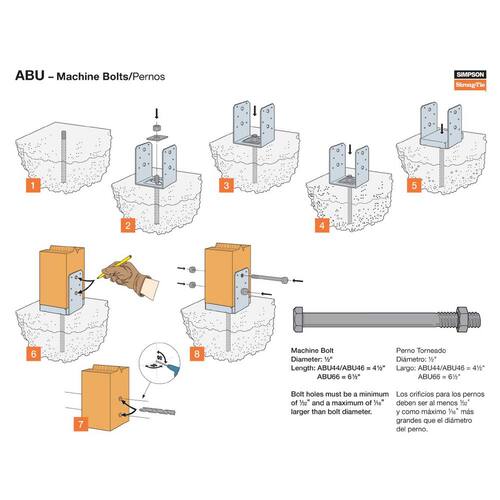 Adjustable Standoff Post Base for 4x4 Nominal Lumber, ZMAX Galvanized ABU