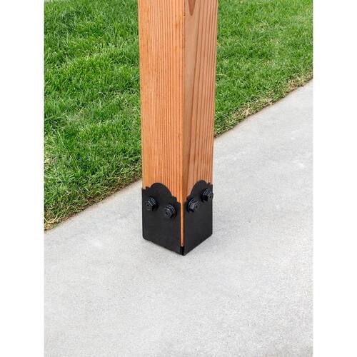 Post Base Side Plate for 6x Lumber, Mission Collection ZMAX Black (2-Pack) Outdoor Accents