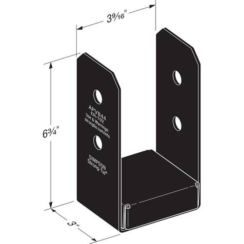 Post Base for 4x4 Nominal Lumber, Avant Collection ZMAX Black Powder-Coated Outdoor Accents