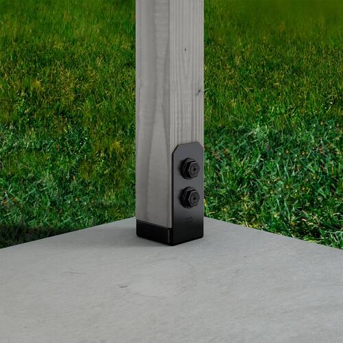 Post Base for 4x4 Nominal Lumber, Avant Collection ZMAX Black Powder-Coated Outdoor Accents