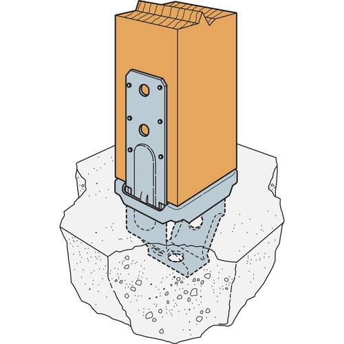 Standoff Post Base for 4x4 Nominal Lumber, ZMAX Galvanized PBS