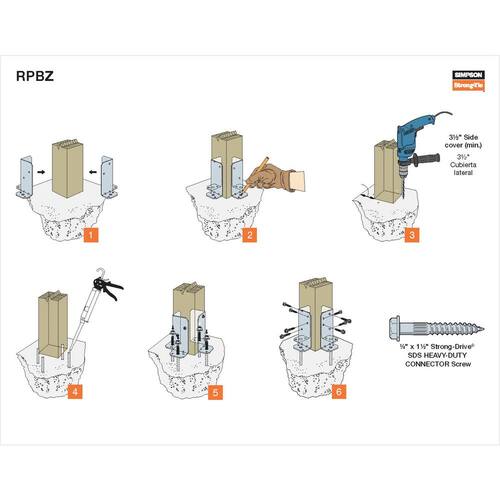 Post Brackets Retrofit Post 2x4 Galvanized RPBZ