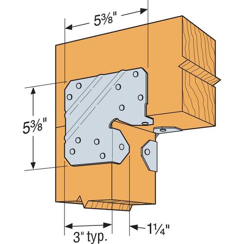 End Post Cap for 4x Nominal Lumber, ZMAX Galvanized LCE