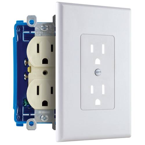 Wall Plate Cover-up 1-Gang Duplex Midway/Maxi Sized Plastic White (Smooth Finish)