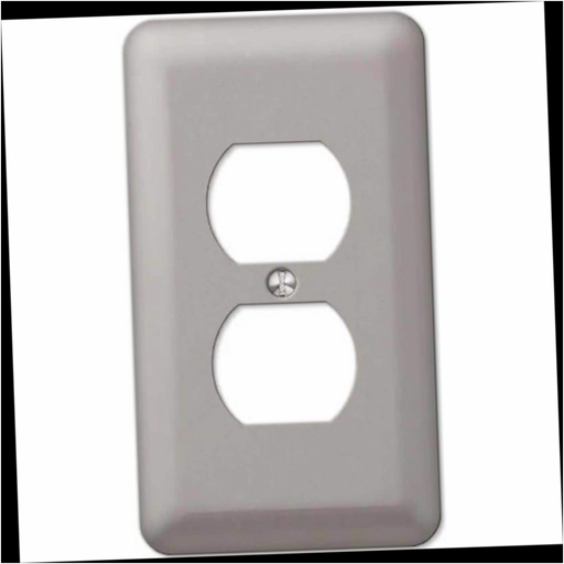 Steel Wall Plate 1-Gang Smooth Duplex Pewter