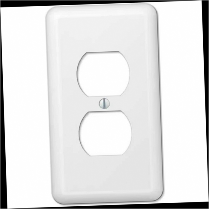 Wall Plate 1-Gang Smooth White Duplex Outlet Metal (1-Pack)