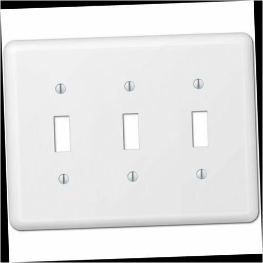 Steel Wall Plate 3-Gang White Toggle 1pc.