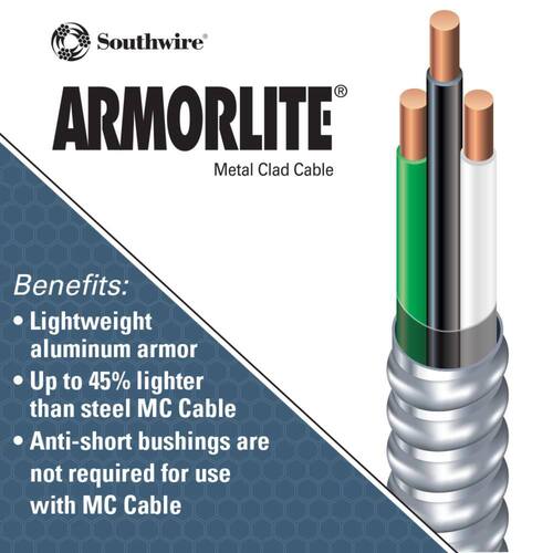 Armored Cable 14/2, 100 ft. Solid CU MC