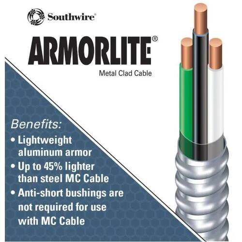 Armored Cable 12/2, 25 ft. Solid CU MC