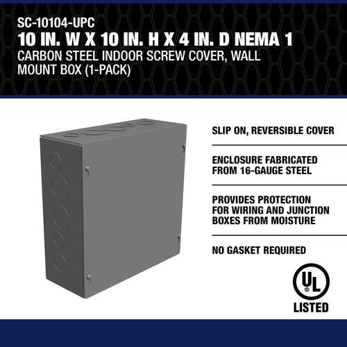 Indoor Screw Cover Wall Mount Box 10 in. W x 10 in. H x 4 in. D NEMA 1 Carbon Steel 1-Pack