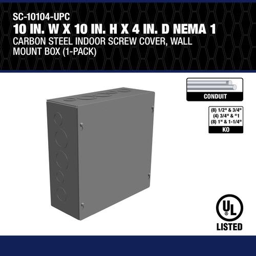 Indoor Screw Cover Wall Mount Box 10 in. W x 10 in. H x 4 in. D NEMA 1 Carbon Steel 1-Pack