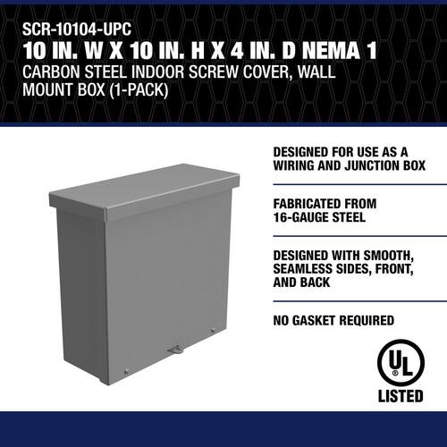 Wall Mount Box 10 in. H x 4 in. W x 10 in. D Carbon Steel Gray Screw-Cover N3R (1-Pack)