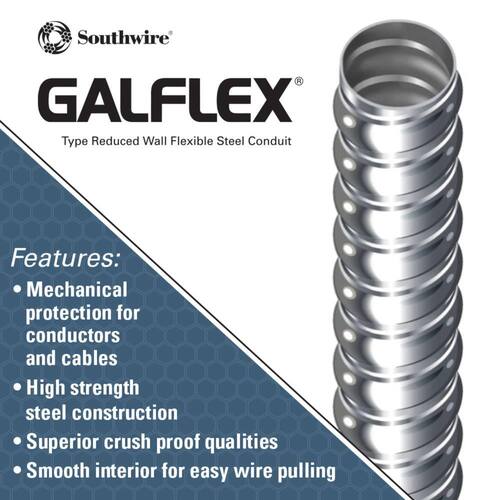 Galflex RWS Metallic Armored Steel Flexible Conduit 1/2 in.x 100 ft