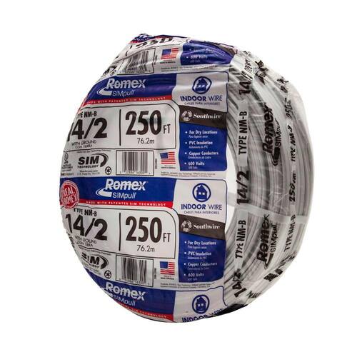 Wire 14/2, 250 ft. CU NM-B W/G, Solid