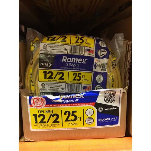 Wire 12/2, 25 ft. CU NM-B W/G, Solid,