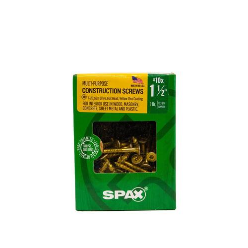 Wood Screw #10 x 1-1/2  in. Flat Head Torx Yellow Zinc-plated (135-Pack)