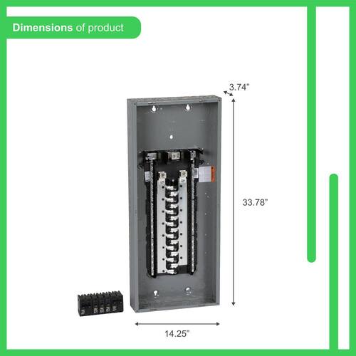 Load Center 225 Amp 30-Space 60-Circuit Homeline Indoor Main Lug Plug-On Neutral w/ Cover, Ground Bar(HOM3060L225PGCVP)