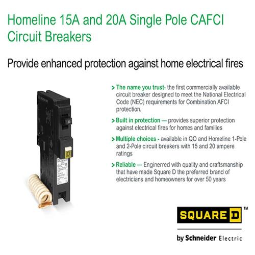 Circuit Breaker 15 Amp Single-Pole Circuit Homeline Combination Arc Fault Breaker(HOM115CAFIC)