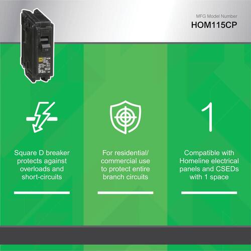 Circuit Breaker 15 Amp Single-Pole Circuit Homeline Breaker(HOM115CP)