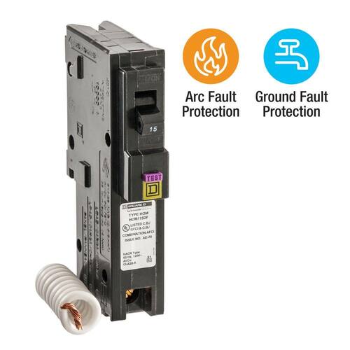 Circuit Breaker 15 Amp Single-Pole Circuit Homeline Dual Function (CAFCI and GFCI)