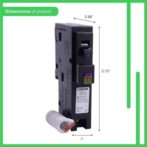 Circuit Breaker 15 Amp Single-Pole Circuit Homeline Dual Function (CAFCI and GFCI)