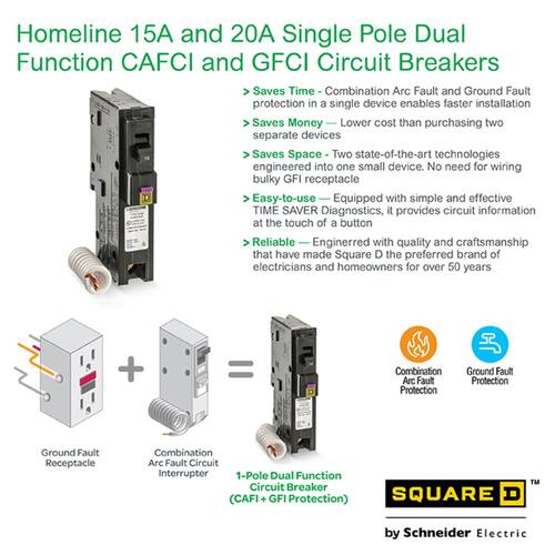 Circuit Breaker 15 Amp Single-Pole Circuit Homeline Dual Function (CAFCI and GFCI)