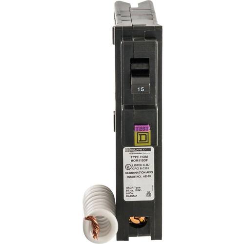 Circuit Breaker 15 Amp Single-Pole Circuit Homeline Dual Function (CAFCI and GFCI)