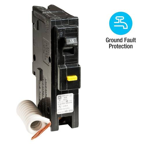 Circuit Breaker 15 Amp Single-Pole Circuit Homeline GFCI