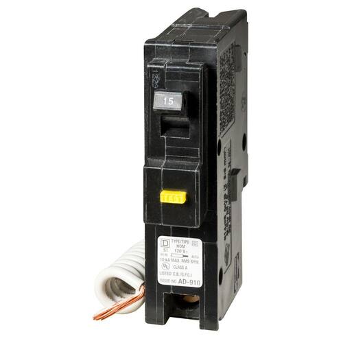 Circuit Breaker 15 Amp Single-Pole Circuit Homeline GFCI