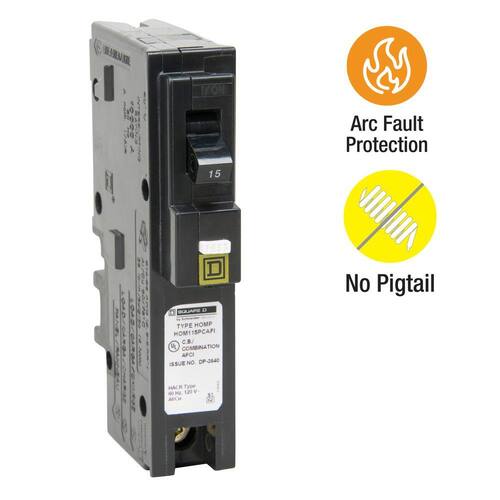 Circuit Breaker 15 Amp Single-Pole Circuit Homeline Plug-On Neutral Combination Arc Fault Boxed