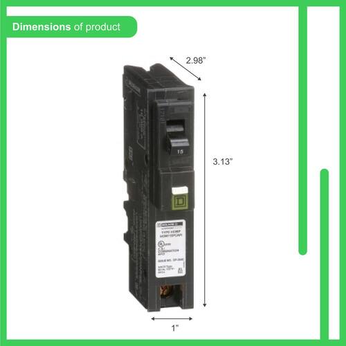 Circuit Breaker 15 Amp Single-Pole Circuit Homeline Plug-On Neutral Combination Arc Fault Breaker(HOM115PCAFIC)