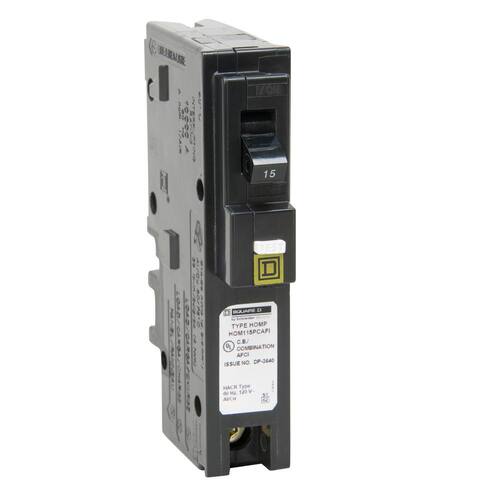 Circuit Breaker 15 Amp Single-Pole Circuit Homeline Plug-On Neutral Combination Arc Fault Breaker(HOM115PCAFIC)