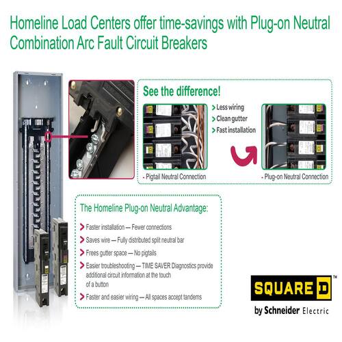 Circuit Breaker 15 Amp Single-Pole Circuit Homeline Plug-On Neutral Combination Arc Fault Breaker(HOM115PCAFIC)