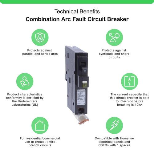 Circuit Breaker 20 Amp Single-Pole Circuit Homeline Combination Arc Fault Breaker(HOM120CAFIC)