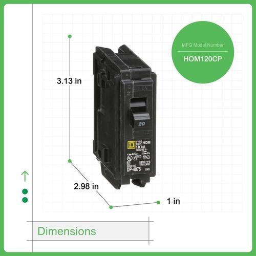 Circuit Breaker 20 Amp Single-Pole Circuit Homeline Breaker(HOM120CP)