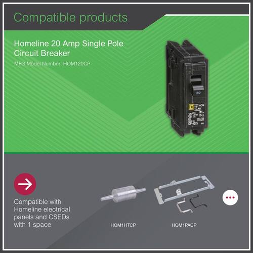 Circuit Breaker 20 Amp Single-Pole Circuit Homeline Breaker(HOM120CP)