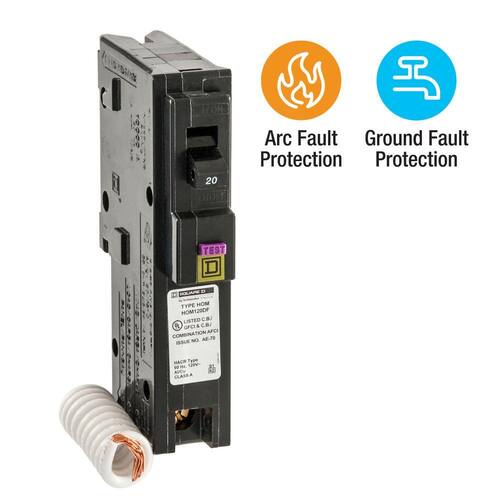 Circuit Breaker 20 Amp Single-Pole Circuit Homeline Dual Function (CAFCI and GFCI)