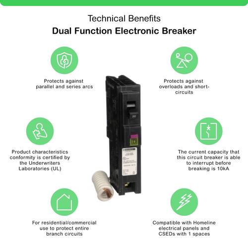 Circuit Breaker 20 Amp Single-Pole Circuit Homeline Dual Function (CAFCI and GFCI)