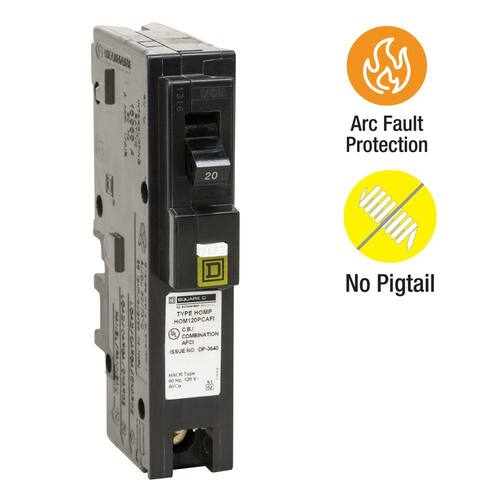 Circuit Breaker 20 Amp Single-Pole Circuit Homeline Plug-On Neutral Combination Arc Fault Breaker(HOM120PCAFIC)