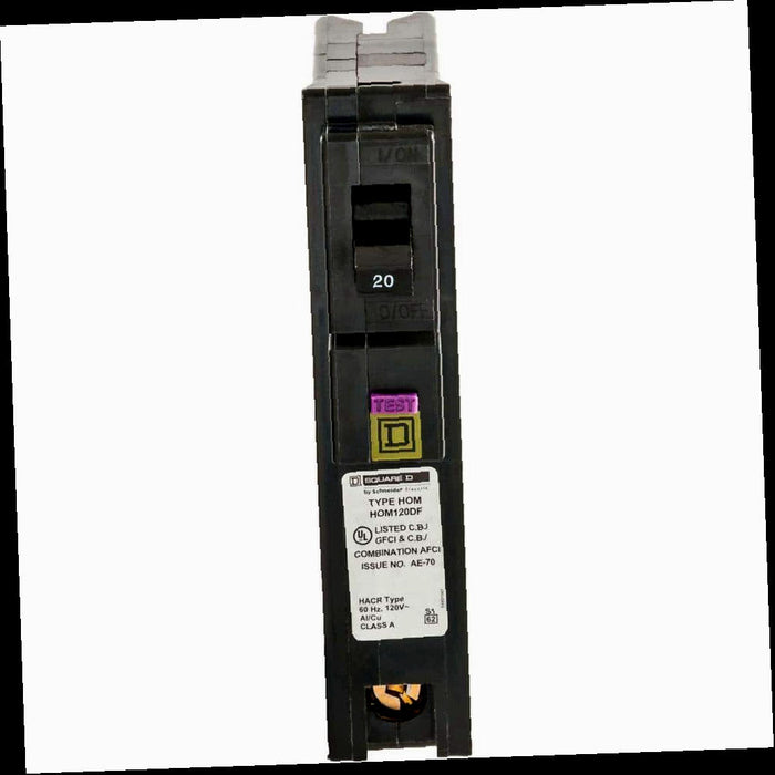 Circuit Breaker 20 Amp Single-Pole Circuit Homeline Plug-On Neutral Dual Function (CAFCI and GFCI) Boxed