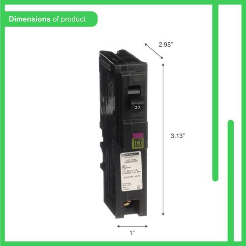 Circuit Breaker 20 Amp Single-Pole Circuit Homeline Plug-On Neutral Dual Function (CAFCI and GFCI)